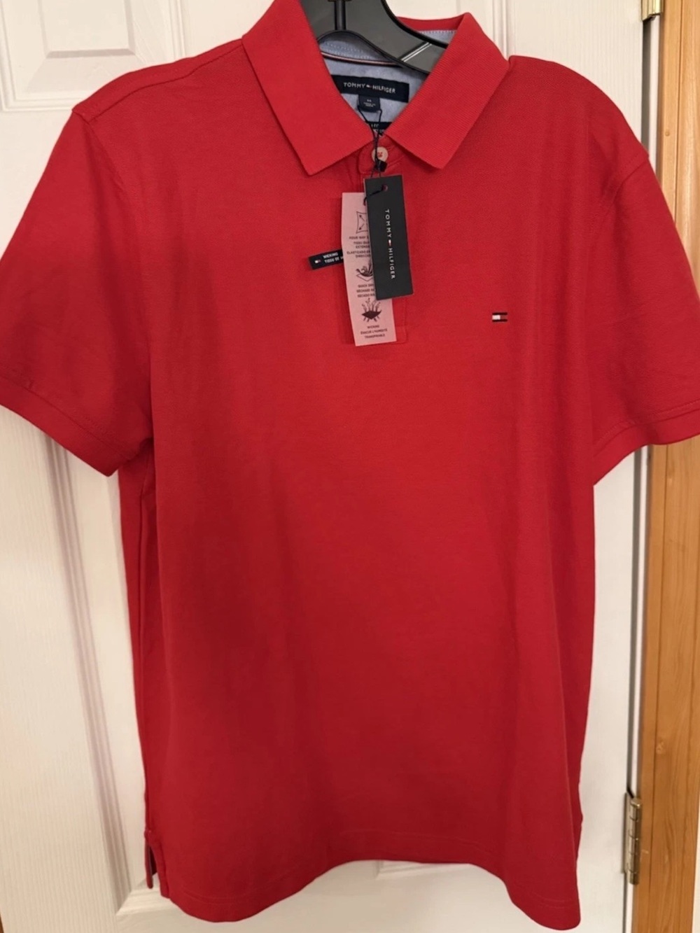 Tommy Hilfiger Quick Dry Wicking Polo Shirt Red Medium  Men NWT $60 Stretch